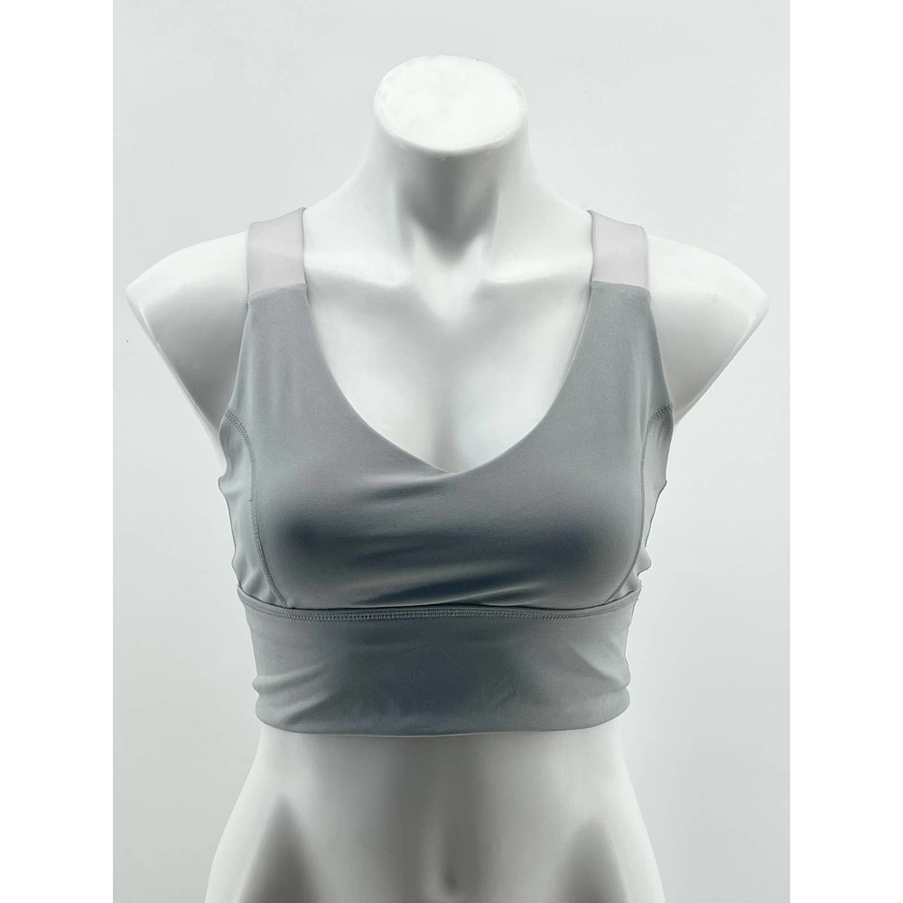 𝅺AVIA Sz 8-10 Sport Bra Gray Wireless Unlined Crossback Pullover Exercise